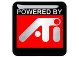 Propulsé par ATI 1"x1" Badge de boîtier bombé effet chromé / Logo autocollant