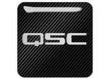 Insignia de caja abovedada con efecto cromado de 1"x1" de QSC/logotipo adhesivo
