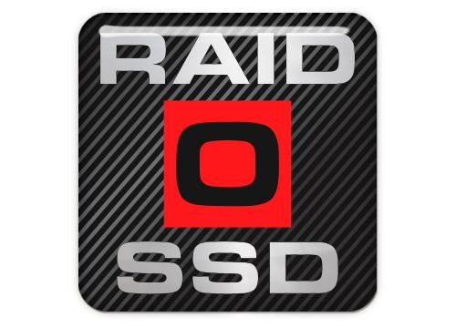 RAID 0 SSD 1"x1" Caja abovedada con efecto cromado Insignia/logotipo adhesivo