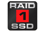 RAID 1 SSD 1"x1" Caja abovedada con efecto cromado Insignia/logotipo adhesivo