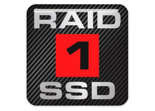 RAID 1 SSD 1"x1" Chrome Effect Domed Case Badge / Sticker Logo