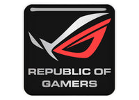 Asus Republic of Gamers ROG Black Red 1"x1" Chrome Effect Domed Case Badge / Sticker Logo