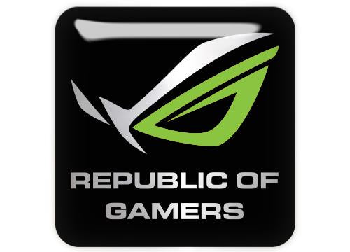 Asus Republic of Gamers ROG Green 1"x1" Chrome Effect Domed Case Badge / Sticker Logo