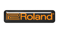 Roland Copper Effect 2"x0.5" Chrome Effect Domed Case Badge / Sticker Logo