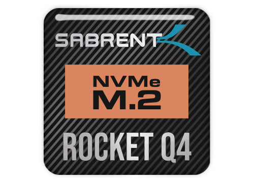 Sabrent Rocket Q4 NVMe M.2 SSD 1"x1" Chrome Effect Domed Case Badge / Sticker Logo