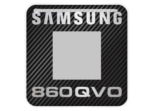 Samsung 860 QVO SSD 1"x1" Chrome Effect Domed Case Badge / Sticker Logo