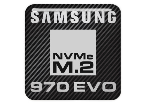 Samsung 970 EVO NVMe M.2 SSD 1"x1" Badge de boîtier bombé effet chromé / Logo autocollant