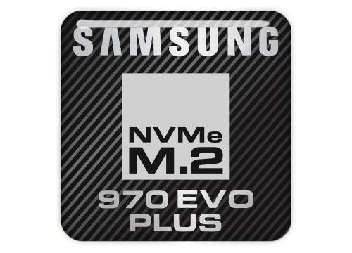 Samsung 970 EVO PLUS NVMe M.2 1"x1" Badge de boîtier bombé effet chromé / Logo autocollant