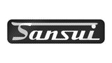 Insignia/logotipo adhesivo de caja abovedada con efecto cromado Sansui de 2"x0,5"