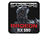 Insignia/logotipo adhesivo de caja abovedada con efecto cromado de Sapphire Radeon RX 590 de 1"x1"