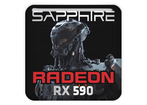Sapphire Radeon RX 590 1"x1" Chrome Effect Domed Case Badge / Sticker Logo