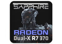 Sapphire Radeon Dual-X R7 370 1"x1" Chrome Effect Domed Case Badge / Sticker Logo