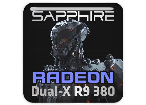 Sapphire Radeon Dual-X R9 380 1"x1" Chrome Effect Domed Case Badge / Sticker Logo