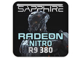 Zafiro Radeon NITRO R9 380 1"x1" Efecto cromado Caja abovedada Insignia / Logotipo adhesivo