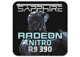 Zafiro Radeon NITRO R9 390 1"x1" Efecto cromado Caja abovedada Insignia / Logotipo adhesivo