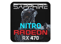 Sapphire Radeon NITRO RX 470 1"x1" Chrome Effect Domed Case Badge / Sticker Logo