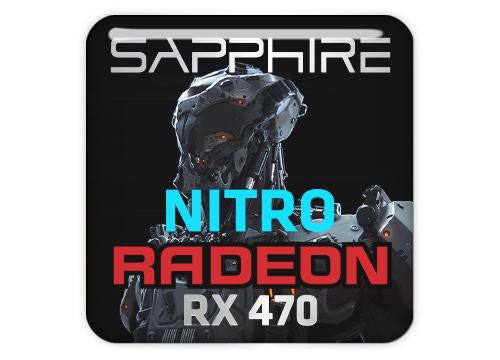 Sapphire Radeon NITRO RX 470 1"x1" Chrome Effect Domed Case Badge / Sticker Logo