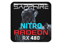Sapphire Radeon Nitro RX 480 1"x1" Chrome Effect Domed Case Badge / Sticker Logo