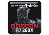 Zafiro Radeon R7 260X 1"x1" Caja abovedada con efecto cromado Insignia/logotipo adhesivo