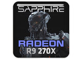 Zafiro Radeon R9 270X 1"x1" Caja abovedada con efecto cromado Insignia/logotipo adhesivo