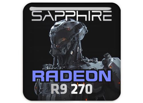 Sapphire Radeon R9 270 1"x1" Insignia de caja abovedada con efecto cromado / Logotipo adhesivo