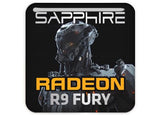 Insignia/logotipo adhesivo de caja abovedada con efecto cromado de Sapphire Radeon R9 FURY de 1"x1"