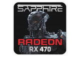Sapphire Radeon RX 470 Insignia/logotipo adhesivo de caja abovedada con efecto cromado de 1"x1"
