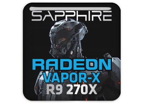 Sapphire Radeon VAPOR-X R9 270X 1"x1" Chrome Effect Domed Case Badge / Sticker Logo