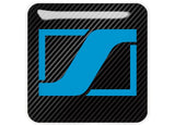 Sennheiser azul 1"x1" Efecto cromado Insignia de caja abovedada / Logotipo adhesivo