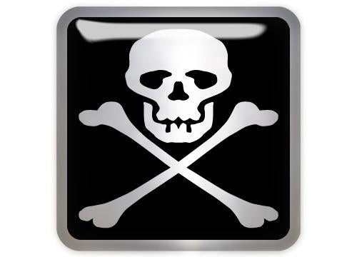 Skull and Crossbones / Pirate 1"x1" Chrome Effect Domed Case Badge / Sticker Logo