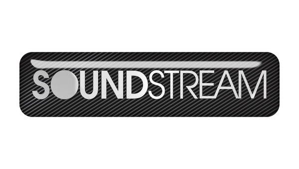 Soundstream 2"x0.5" Chrome Effect Domed Case Badge / Sticker Logo