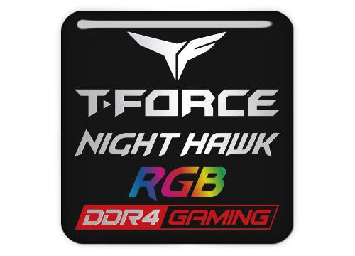 T-Force Night Hawk RGB DDR4 1"x1" Chrome Effect Domed Case Badge / Sticker Logo