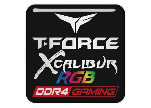 T-Force XCalibur RGB DDR4 1"x1" Chrome Effect Domed Case Badge / Sticker Logo