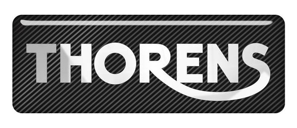 Thorens 2.75"x1" Chrome Effect Domed Case Badge / Sticker Logo