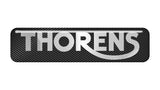 Insignia/logotipo adhesivo de caja abovedada con efecto cromado de Thorens de 2"x0,5"