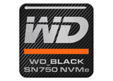 Western Digital WD_BLACK WD SN750 NVMe 1"x1" Insignia de caja abovedada con efecto cromado / Logotipo adhesivo