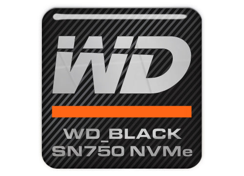 Western Digital WD_BLACK WD SN750 NVMe 1"x1" Chrome Effect Domed Case Badge / Sticker Logo