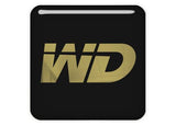 Insignia/logotipo adhesivo de caja abovedada con efecto cromado de 1"x1" de Western Digital WD Gold
