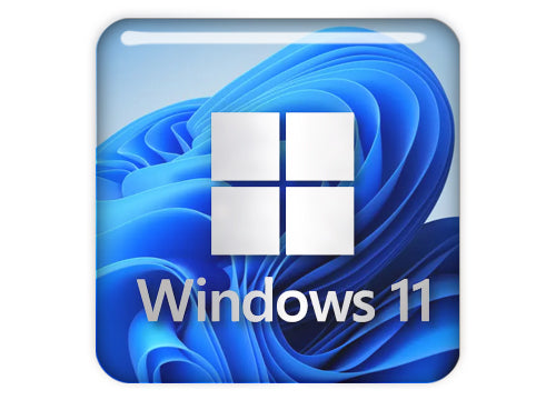 Windows 11 Design 1 1"x1" Chrome Effect Domed Case Badge / Sticker Logo
