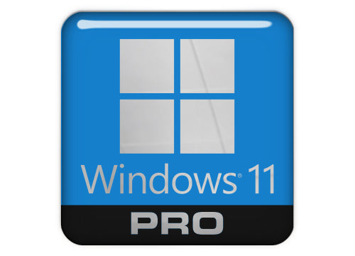 Windows 11 Pro 1"x1" Chrome Effect Domed Case Badge / Sticker Logo