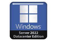 Windows Server 2022 Datacenter Edition 1"x1" Chrome Effect Domed Case Badge / Sticker Logo