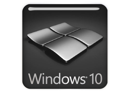 Windows 10 Gunmetal 1"x1" Chrome Effect Domed Case Badge / Sticker Logo