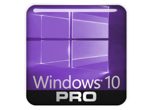 Windows 10 Pro Purple 1"x1" Chrome Effect Domed Case Badge / Sticker Logo