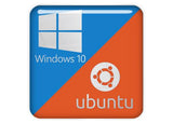 Windows 10 Ubuntu Linux Dual Boot 1"x1" Chrome Effect Domed Case Badge / Sticker Logo