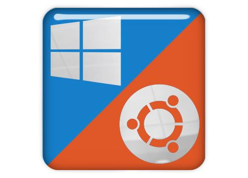 Windows 10 Ubuntu Linux Design #2 1"x1" Chrome Effet Dôme Case Badge / Autocollant Logo