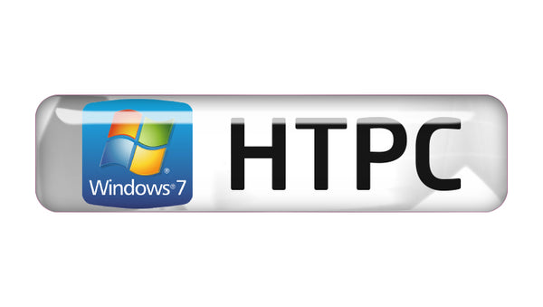 Windows 7 HTPC 2"x0.5" Chrome Effect Domed Case Badge / Sticker Logo