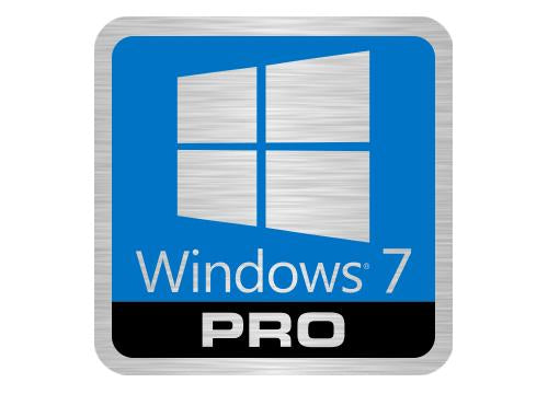 Windows 7 Pro 1"x1" Autocollant plat effet argent brossé