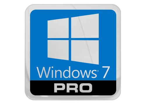 Windows 7 Pro 1"x1" Chrome Effect Flat Logo Sticker