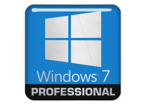 Windows 7 Professional 1"x1" Chrome Effect Domed Case Badge / Sticker Logo