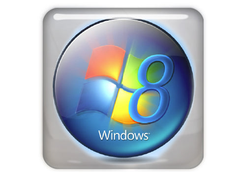 Diseño de Windows 8 #1 Insignia/logotipo adhesivo de caja abovedada con efecto cromado de 1"x1"